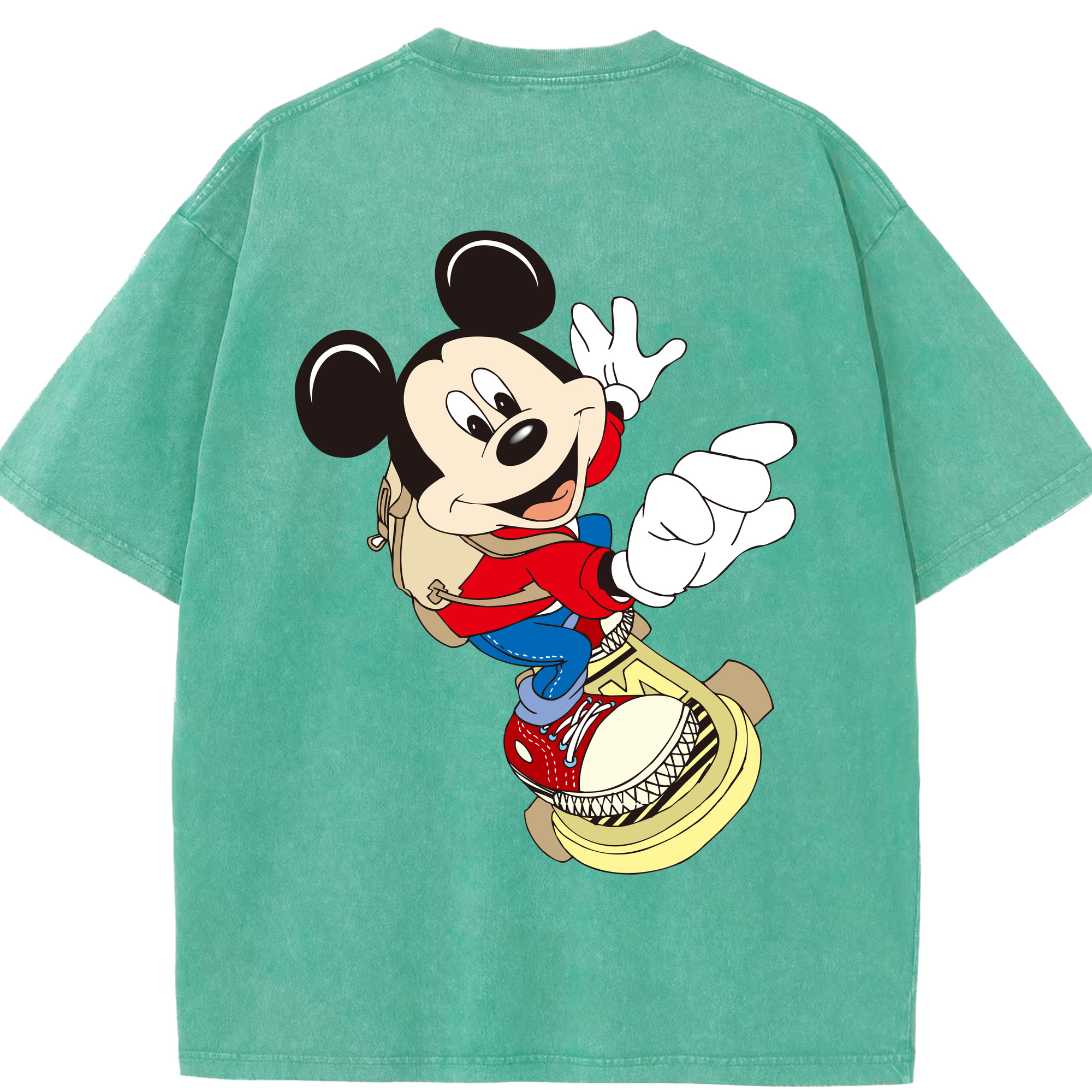 （画像用） ミッキーマウス Mickey Mouse 綿100% ヴィンテージ風 半袖Tシャツ（背面プリント）